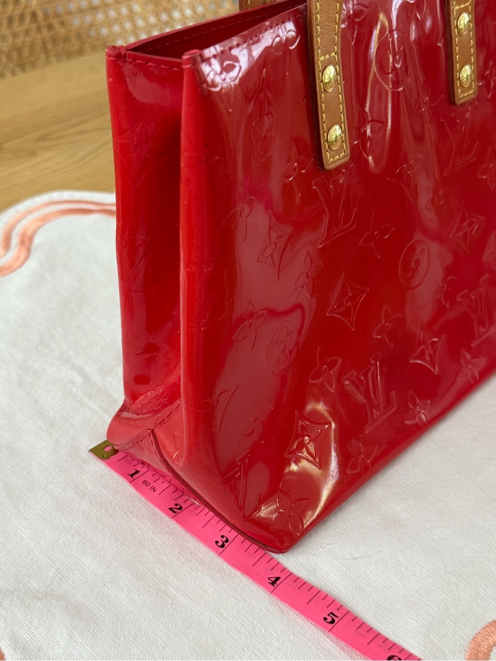 Louis Vuitton Red Vernis Monogram Patent Leather Mini Tote Purse - Picture 3 of 11